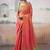 Peach woven design zari tissue saree with contrast blouse piece