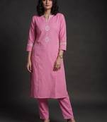 women ethnic motifs embroidered regular thread work kurta with trousers
