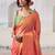 Peach woven design zari tissue saree with contrast blouse piece