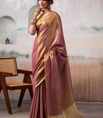 Pink woven design zari tissue saree