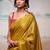 Yellow zari tissue woven design saree with contrast blouse piece