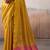 Yellow zari tissue woven design saree with contrast blouse piece