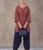 women paisley printed regular cotton kurti with farshi salwar