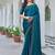 teal embellished beads and stones satin saree