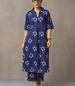 women printed regular cotton kurta with palazzos