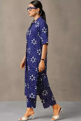 women printed regular cotton kurta with palazzos