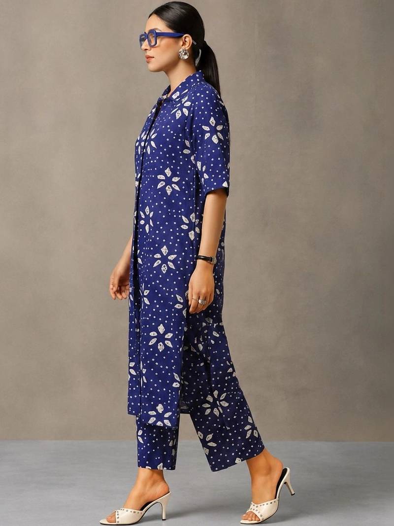 women printed regular cotton kurta with palazzos
