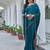 teal embellished beads and stones satin saree