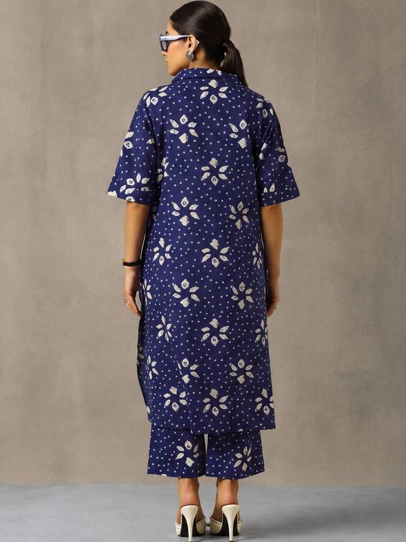 women printed regular cotton kurta with palazzos