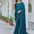 teal embellished beads and stones satin saree