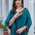 teal embellished beads and stones satin saree