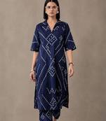 women printed regular cotton kurta with trousers