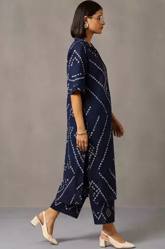 women printed regular cotton kurta with trousers