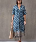 women ethnic motifs printed regular cotton kurta with trousers