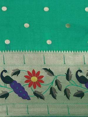 sea_green woven design zari silk blend paithani saree 4