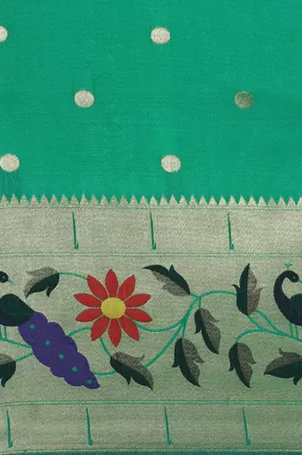 sea_green woven design zari silk blend paithani saree