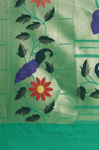 sea_green woven design zari silk blend paithani saree