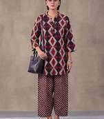 women printed regular cotton kurta with farshi salwar