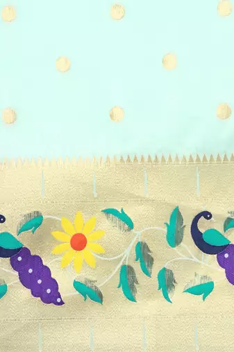 blue woven design zari silk blend paithani saree