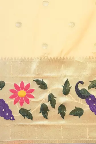 white woven design zari silk blend paithani saree