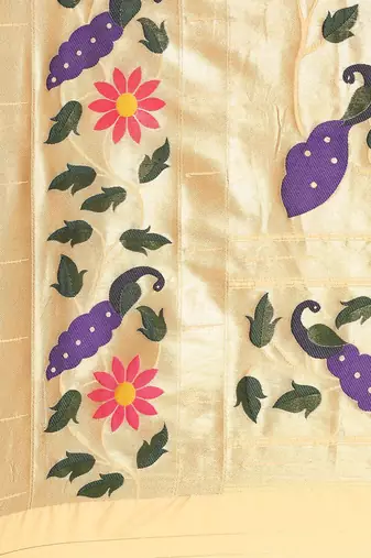 white woven design zari silk blend paithani saree
