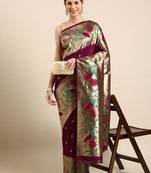 Maroon woven design zari silk blend paithani saree