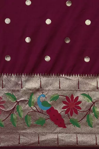 Maroon woven design zari silk blend paithani saree