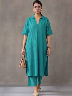 women striped regular cotton kurta with trousers 1