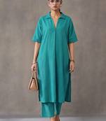women striped regular cotton kurta with trousers