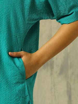 women striped regular cotton kurta with trousers 5