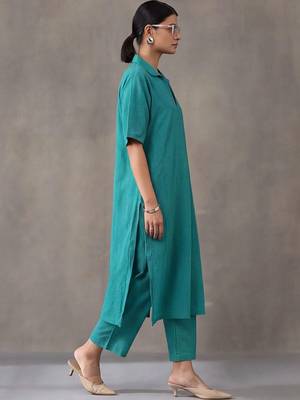 women striped regular cotton kurta with trousers 6