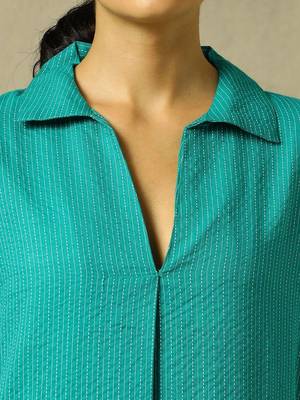women striped regular cotton kurta with trousers 7