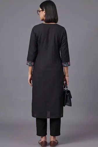 women ethnic motifs embroidered regular thread work kurta with trousers