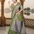 banarasi olive silk blend saree with golden zari border work and tassels with blouse