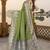 banarasi olive silk blend saree with golden zari border work and tassels with blouse