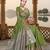 banarasi olive silk blend saree with golden zari border work and tassels with blouse