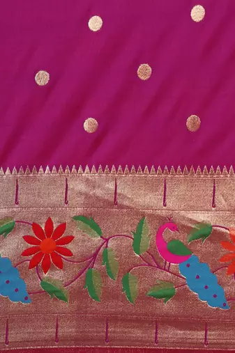 Purple woven design zari silk blend paithani saree