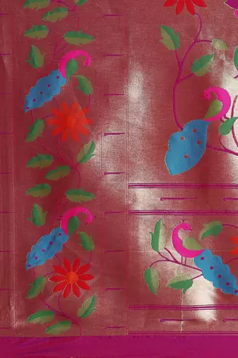 Purple woven design zari silk blend paithani saree
