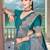 banarasi teal silk blend saree with golden zari border work and tassels with blouse