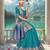 banarasi teal silk blend saree with golden zari border work and tassels with blouse