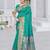 banarasi rama silk blend saree with golden zari border work and tassels with blouse