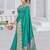 banarasi rama silk blend saree with golden zari border work and tassels with blouse