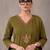 women ethnic motifs embroidered regular thread work cotton kurta with trousers & with dupatta