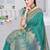 banarasi rama silk blend saree with golden zari border work and tassels with blouse