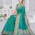 banarasi rama silk blend saree with golden zari border work and tassels with blouse