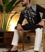 Black viscose silk embroidery sequence work premium designer only kurta