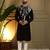 Black viscose silk embroidery sequence work premium designer only kurta