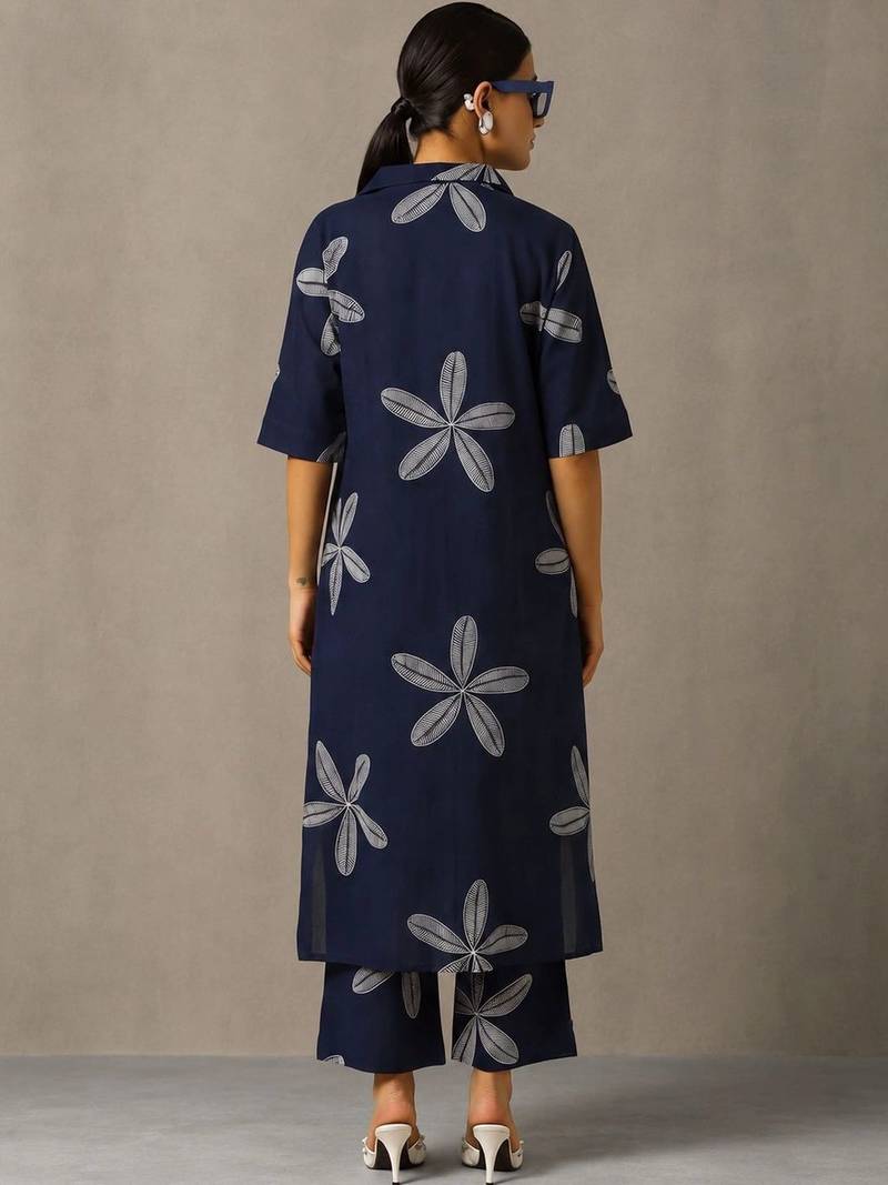 women floral printed regular cotton kurta with palazzos