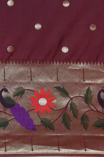Magenta floral zari silk blend paithani saree