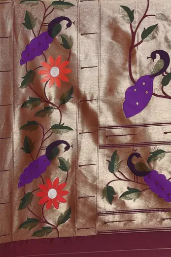 Magenta floral zari silk blend paithani saree